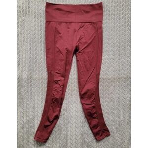 Fabletics Sync High-Waist Perforated‎ ⅞ Leggings Size Small Red Maroon Seamless